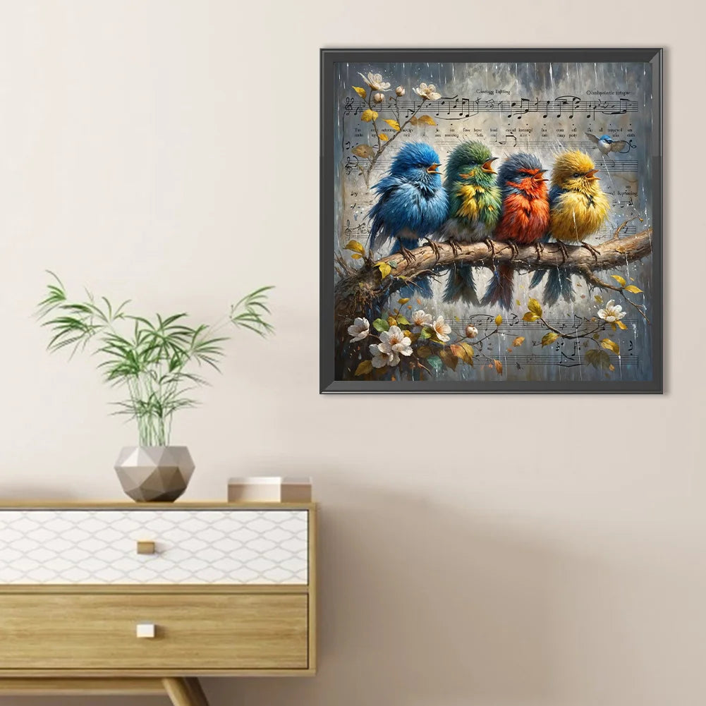Diamond Painting - Full Round / Square - Four Birds In Branches