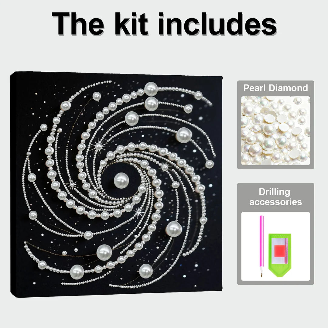 DIY Pearl Painting With Frame - Handmade Self-Adhesive Pearls - Vortex (30*30cm)