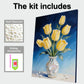 DIY Pearl Painting With Frame - Handmade Self-Adhesive Pearls - Yellow tulips (30*40cm)
