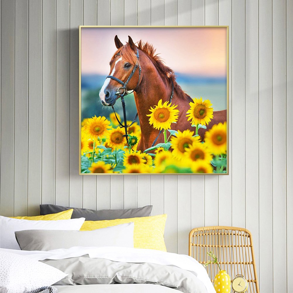Diamond Painting - Full Round - Sunflower Horse A