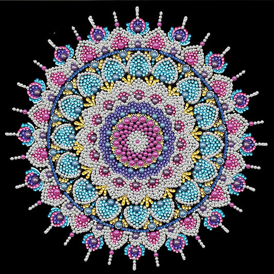 DIY Pearl Painting With Frame - Handmade Self-Adhesive Pearls - Pastel Lace Mandala(25*25cm)