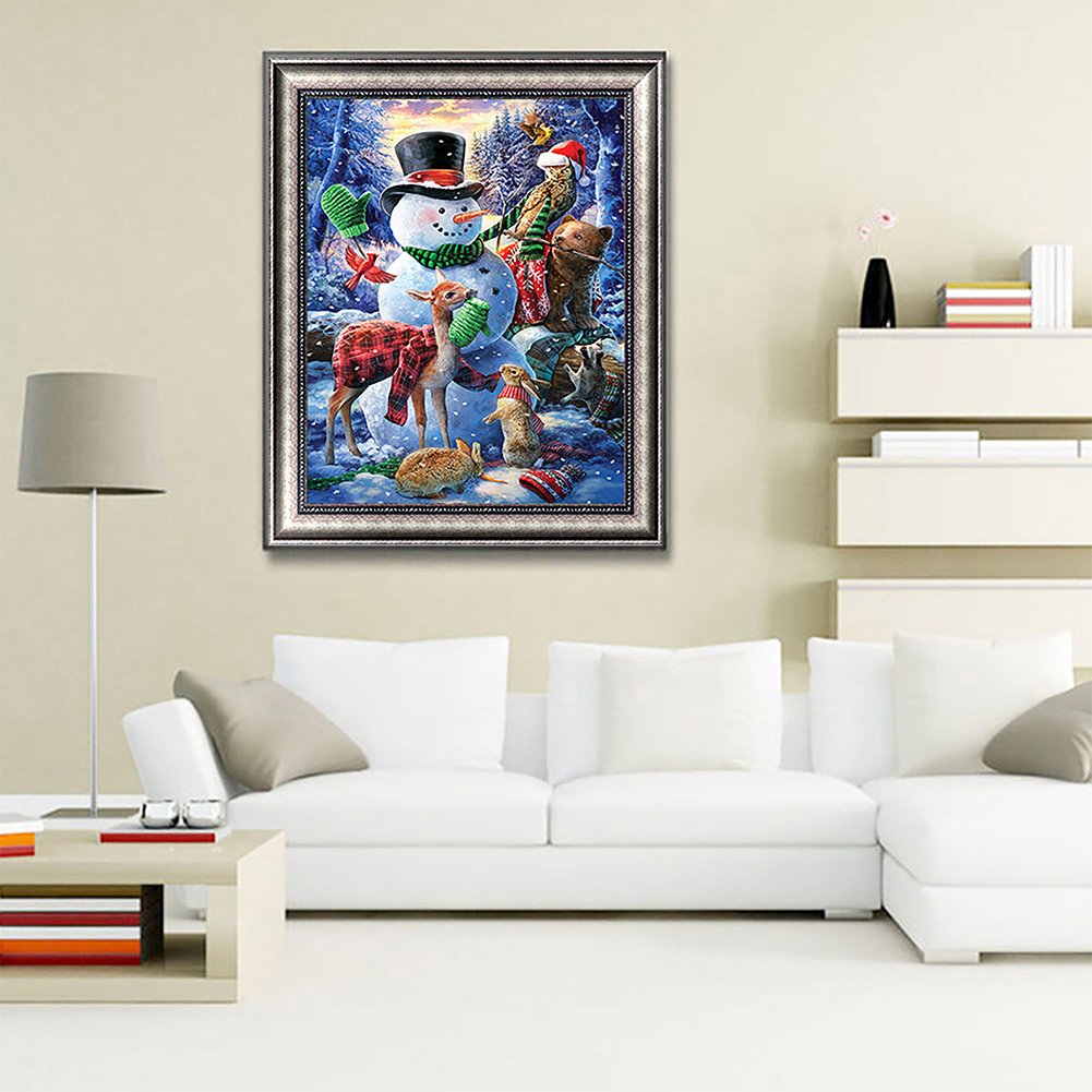 Christmas Diamond Painting - Full Round - Snowman & Animals