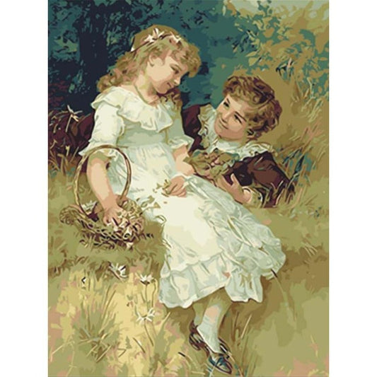 Happy Kids Together Painting By Numbers Kit Canvas Digital Oil Art Picture Craft Home Wall Decor