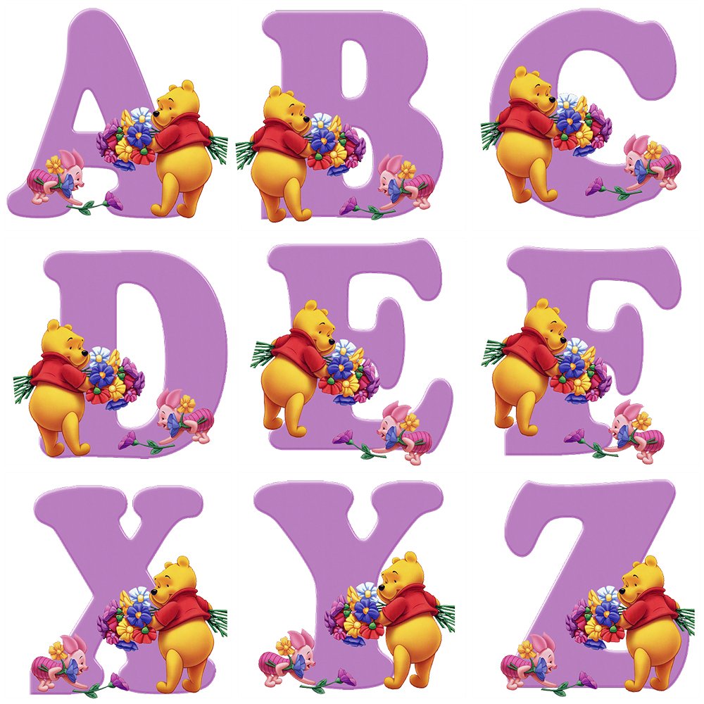 Round Beads Diamond Paintings Art Letter Winnie The Pooh