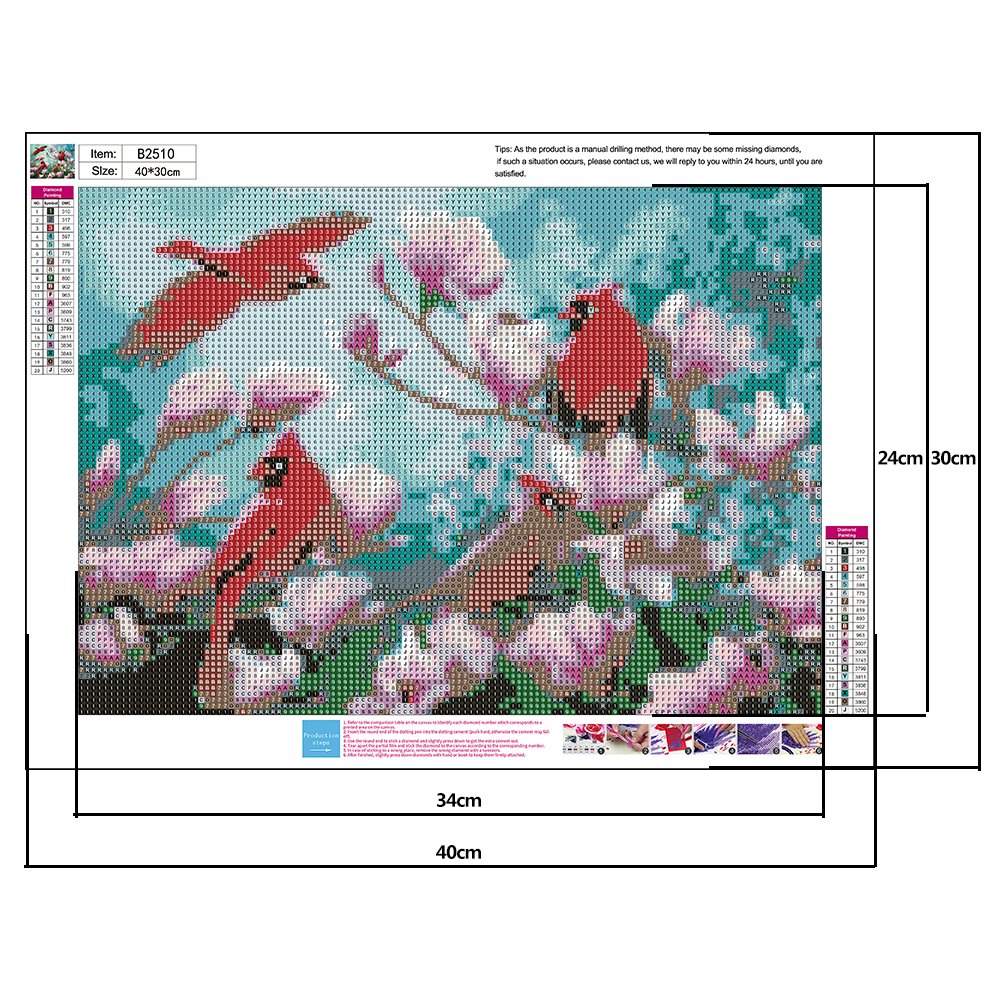 Diamond Painting - Full Round - Flower Bird F