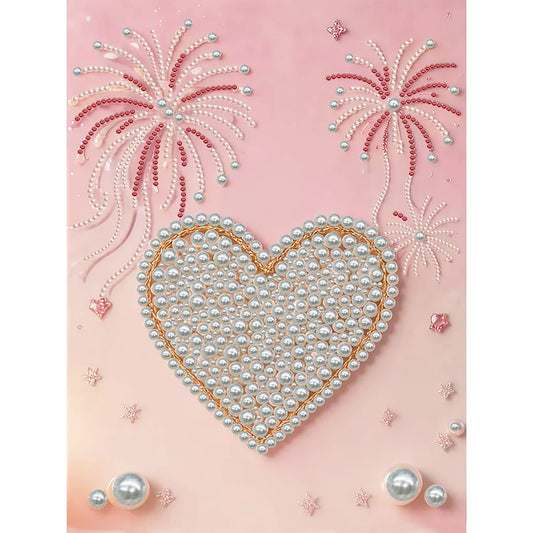 DIY Pearl Painting With Frame - Handmade Self-Adhesive Pearls - Heart (30*40cm) A