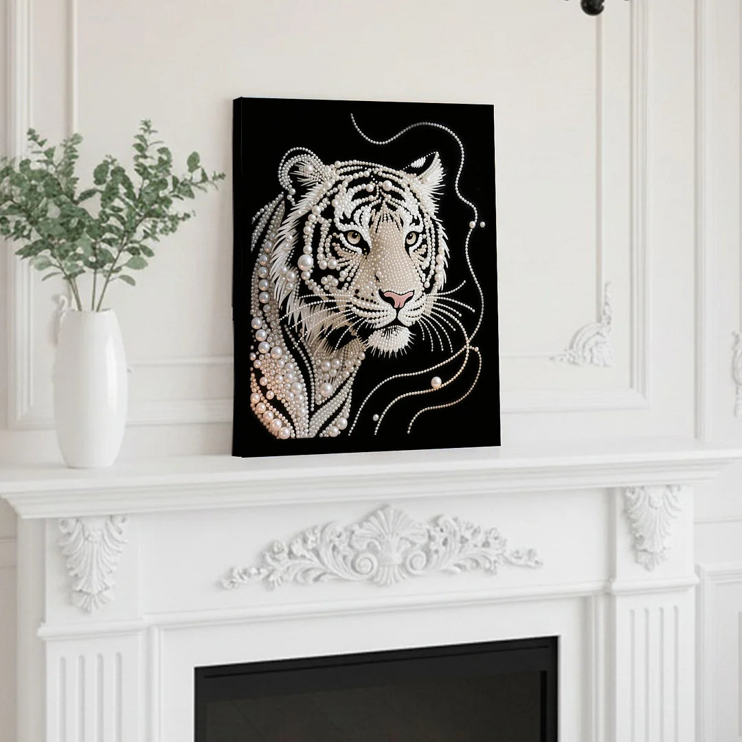 DIY Pearl Painting With Frame - Handmade Self-Adhesive Pearls - Tiger(40*50cm)