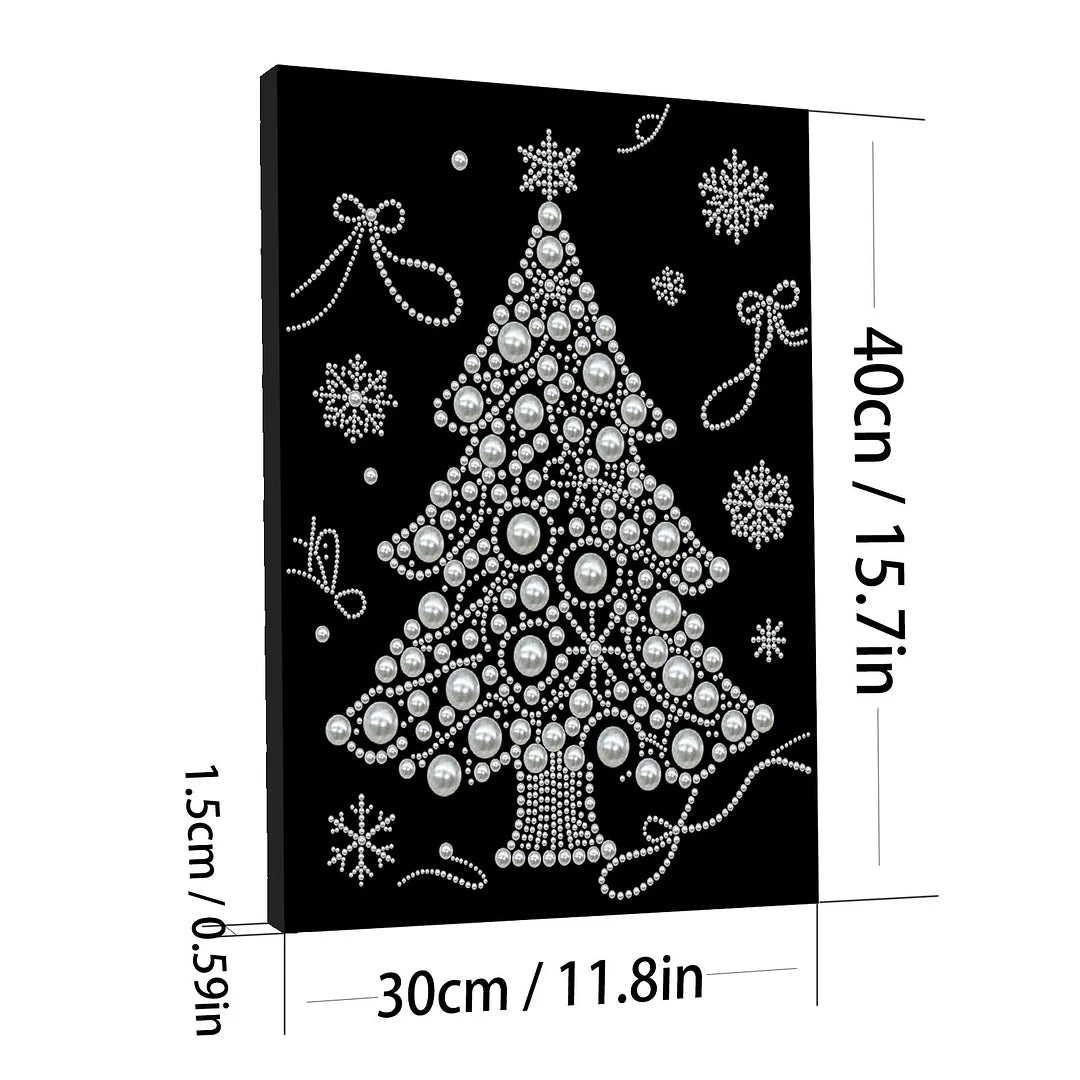 DIY Pearl Painting With Frame - Handmade Self-Adhesive Pearls - Xmas Tree (30*40cm)