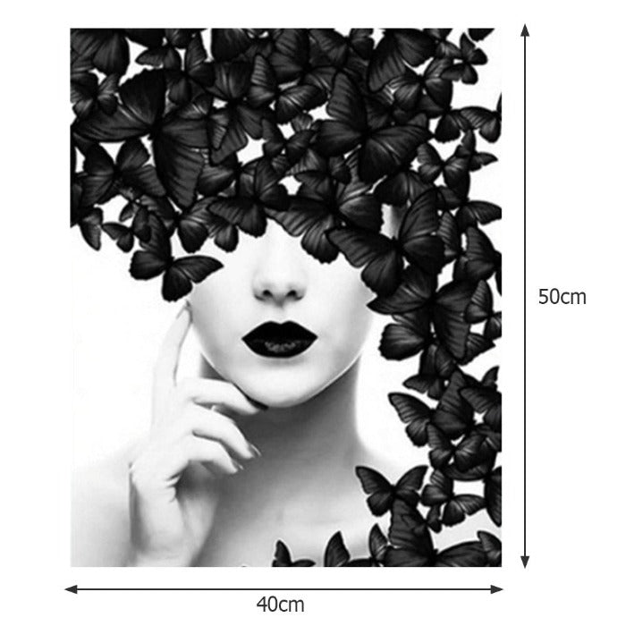 Paint By Number Black & White Oil Painting Butterfly Woman (40*50cm)