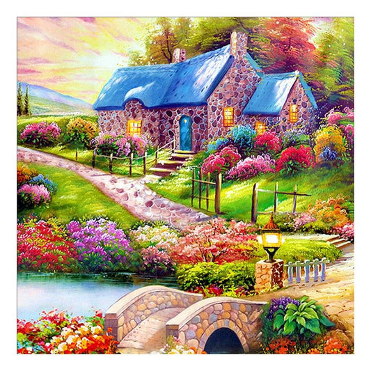 5D Diy Diamond Beads Art Full Square Resin Rural Cottage