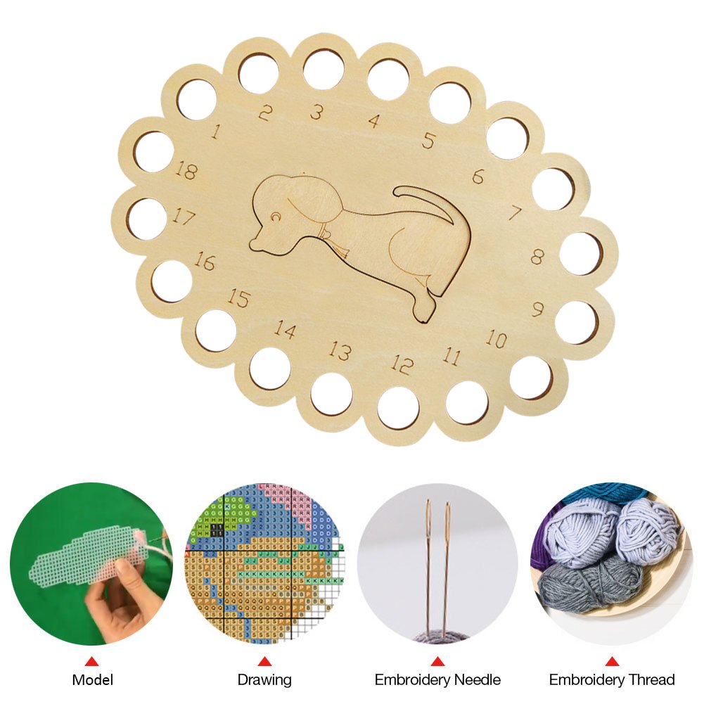 Hollow Thread Board Wooden Cross Stitch Tool - Dog