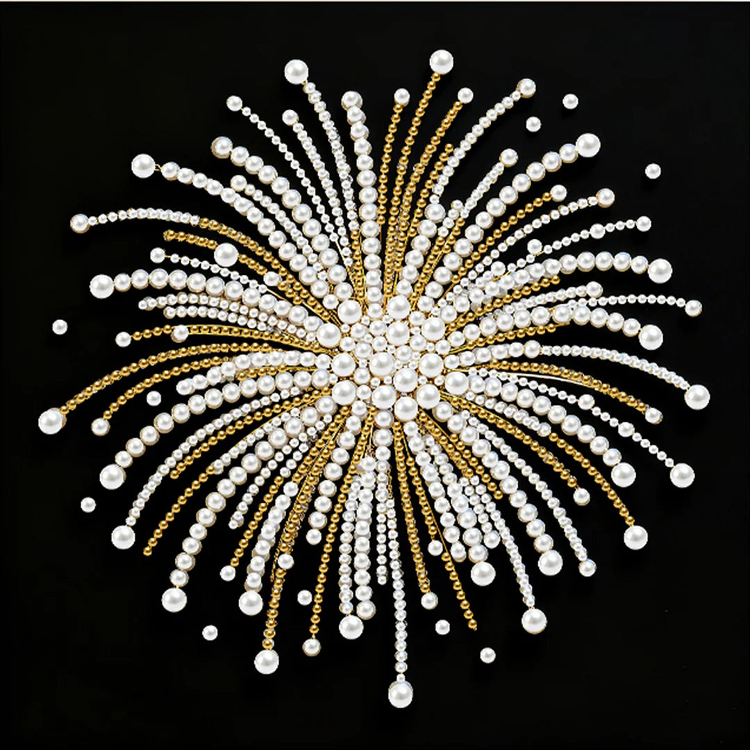 DIY Pearl Painting With Frame - Handmade Self-Adhesive Pearls - Fireworks (25*25cm)