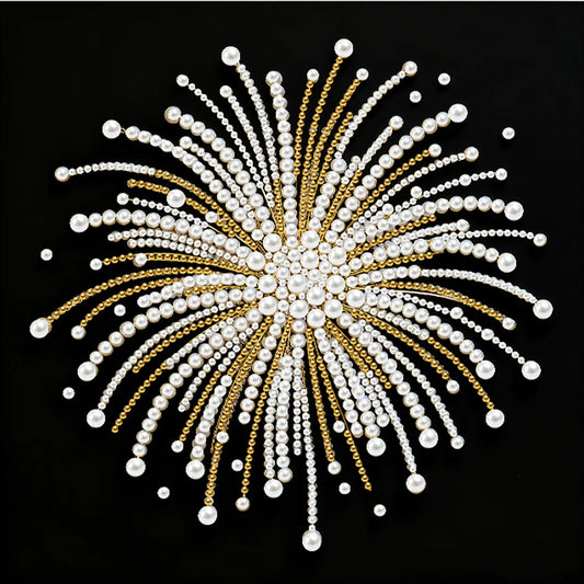 DIY Pearl Painting With Frame - Handmade Self-Adhesive Pearls - Fireworks (25*25cm)