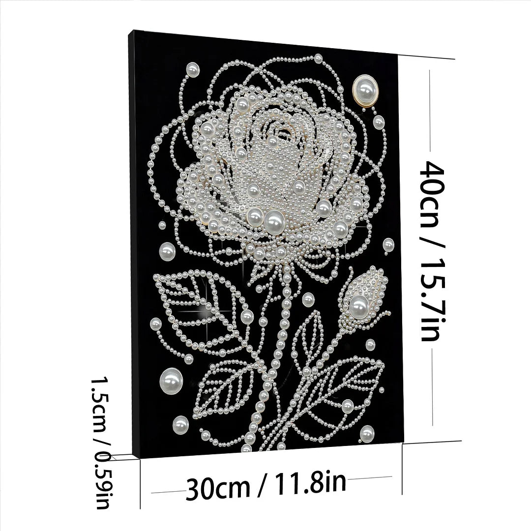 DIY Pearl Painting With Frame - Handmade Self-Adhesive Pearls - Roses (30*40cm)