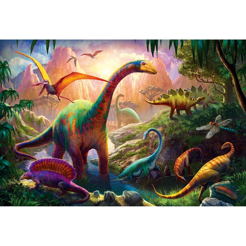 5D Diy Diamond Painting Kit Full Round Beads Dinosaurs