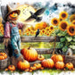 Diamond Painting - Full Round / Square - Autumn Scarecrow And Sunflower