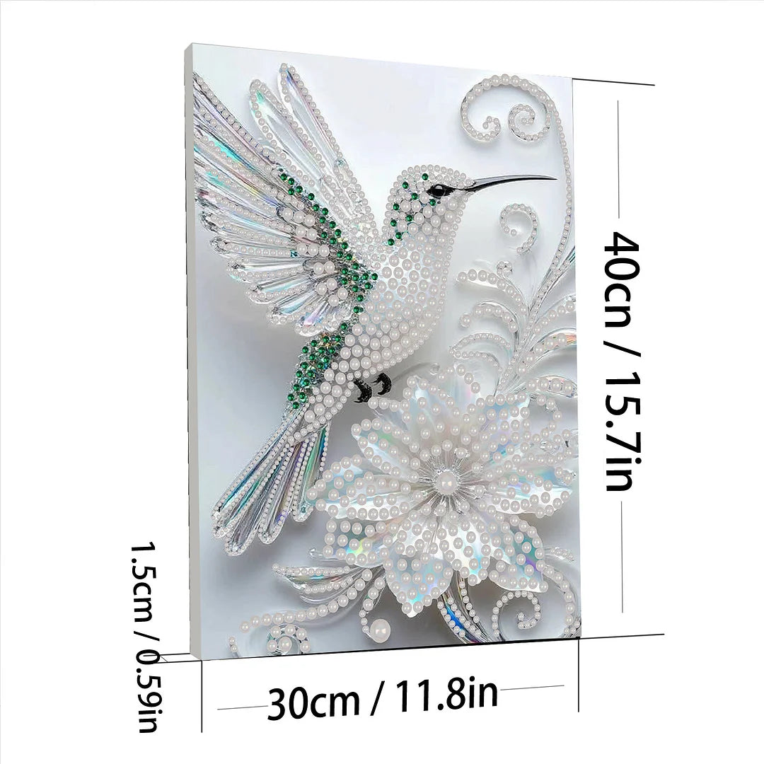 DIY Pearl Painting With Frame - Handmade Self-Adhesive Pearls - Bird (30*40cm) A