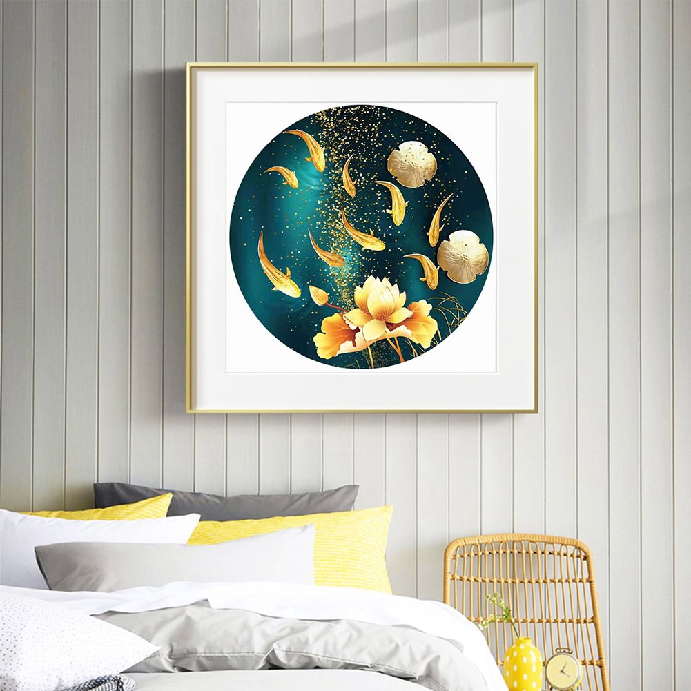 11ct Stamped Cross Stitch - Lotus and Fish (50*50cm)