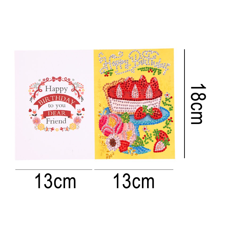 DIY 5D Diamond Painting Happy Birthday Postcard - Cake B