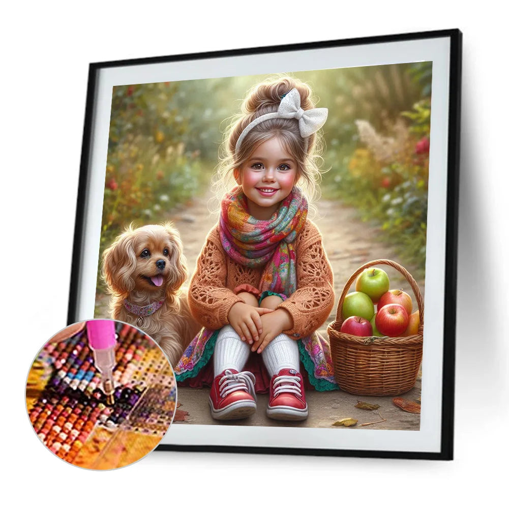 Diamond Painting - Full Round / Square - Dog and Girl P