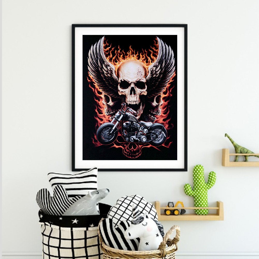 11ct Stamped Cross Stitch - Motorcycle Skull(40*50cm)