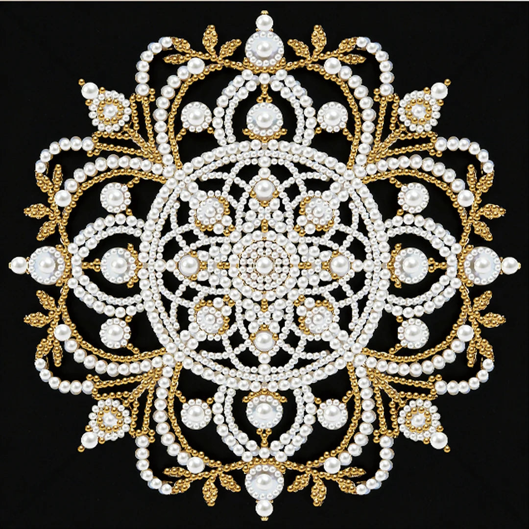 DIY Pearl Painting With Frame - Handmade Self-Adhesive Pearls - Mandala (25*25cm) F