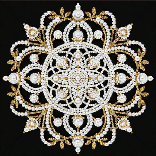 DIY Pearl Painting With Frame - Handmade Self-Adhesive Pearls - Mandala (25*25cm) F