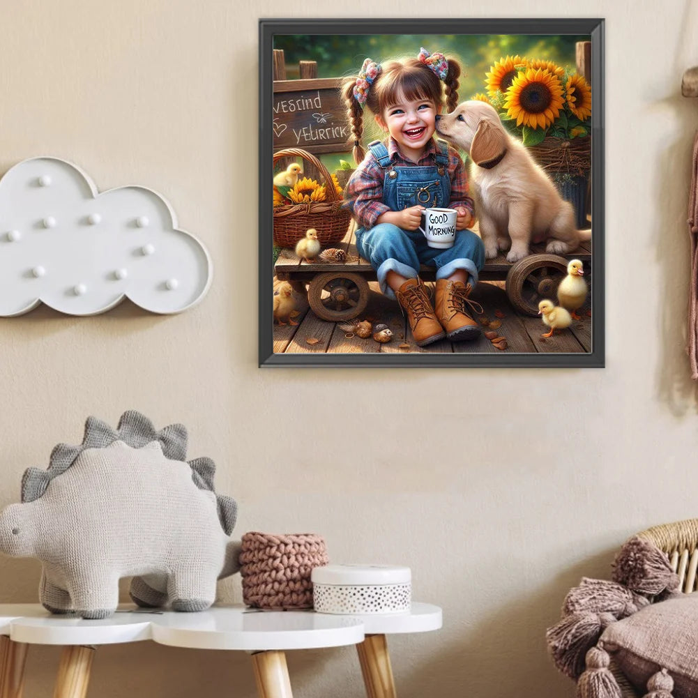 Diamond Painting - Full Round / Square - Dog and Girl C