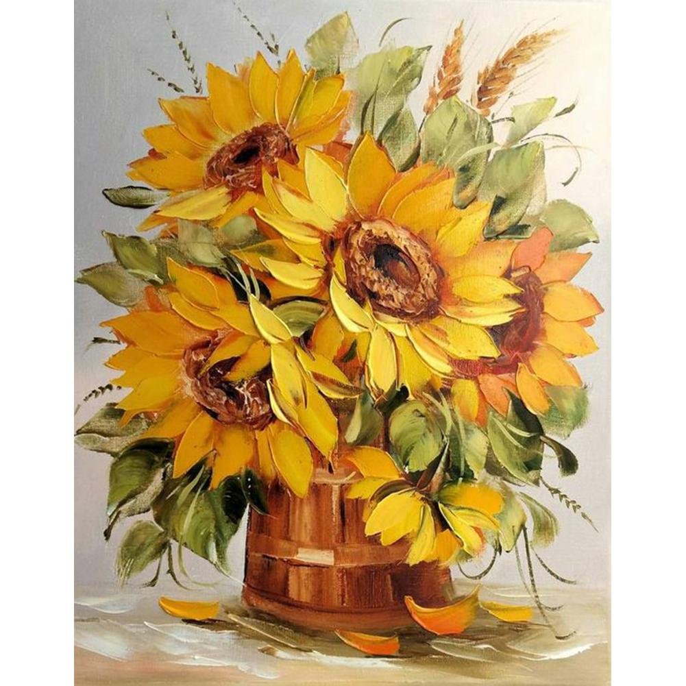 5D Diy Diamond Painting Kit Full Round Beads Sunflower