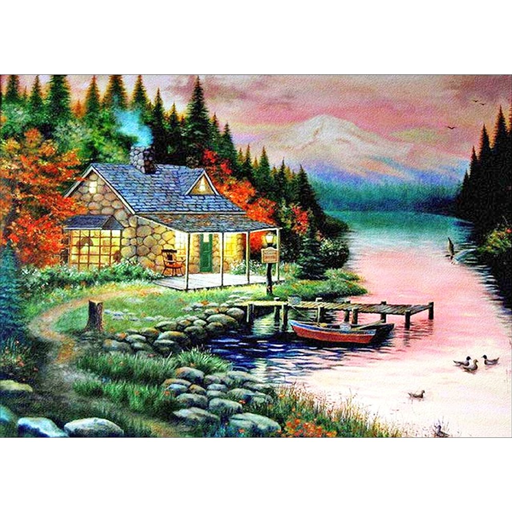 11ct Stamped Cross Stitch Green Town (36*46cm)