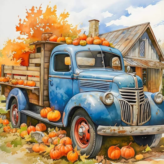 Diamond Painting - Full Round / Square - Autumn Pumpkin Truck