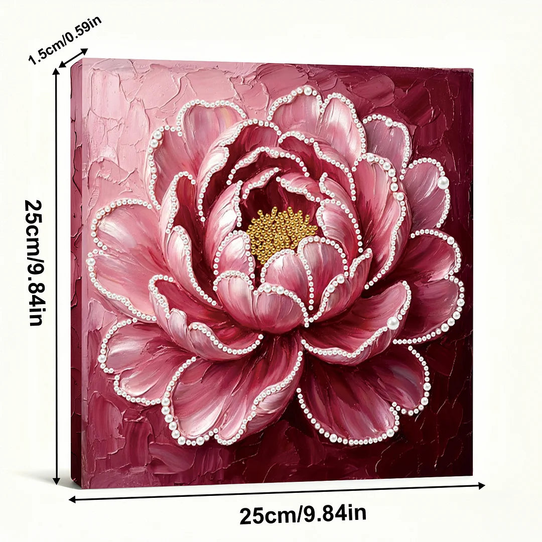 DIY Pearl Painting With Frame - Handmade Self-Adhesive Pearls - Flower (25*25cm) F