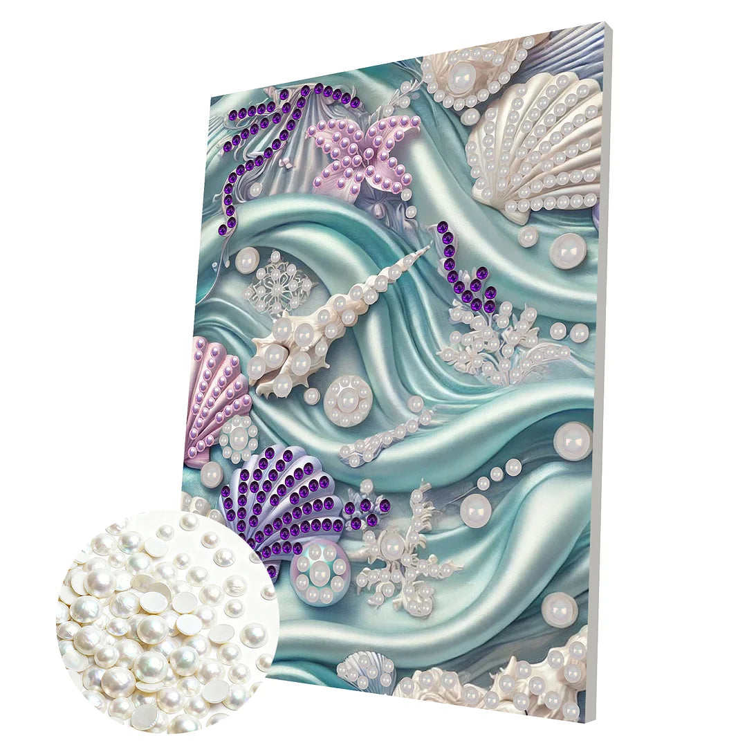 DIY Pearl Painting With Frame - Handmade Self-Adhesive Pearls - Shells(30*40cm)