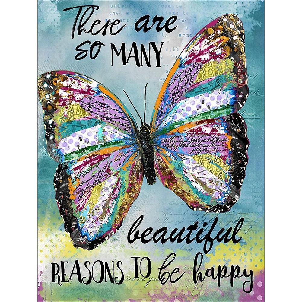 Butterfly Round Diamond Beads Art Painting (35*45cm)