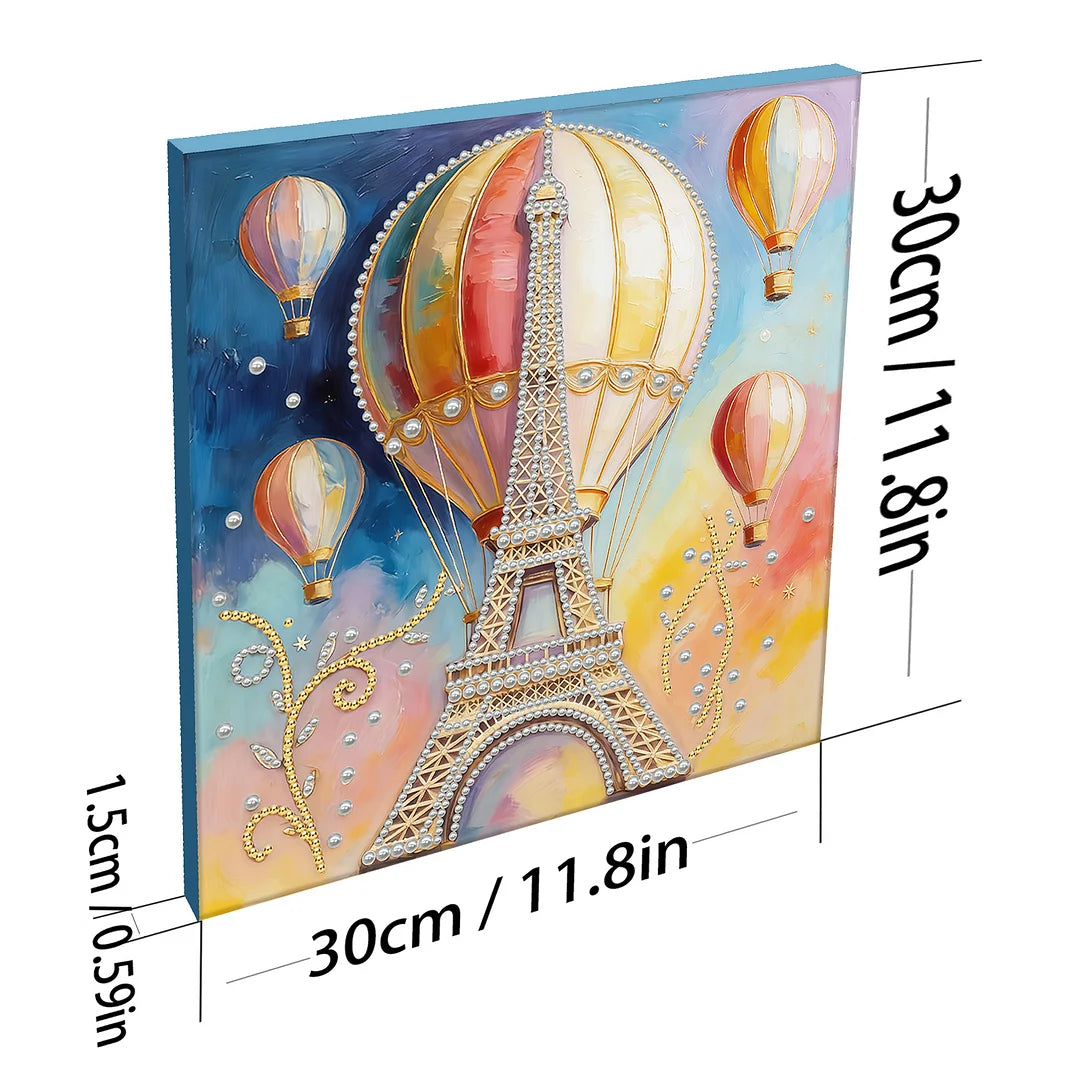DIY Pearl Painting With Frame - Handmade Self-Adhesive Pearls - Hot Air Balloon (30*30cm)
