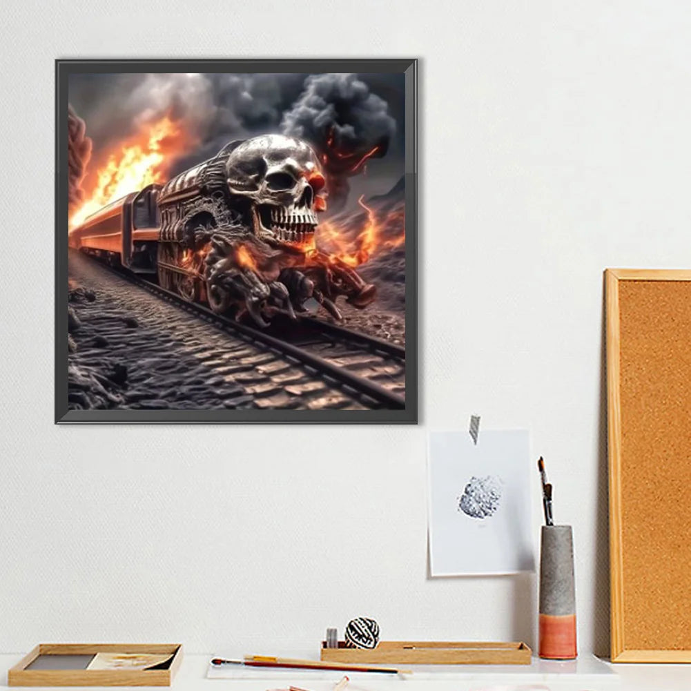 Diamond Painting - Full Round / Square - Skeleton Train