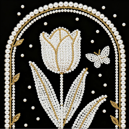 DIY Pearl Painting With Frame - Handmade Self-Adhesive Pearls - Tulip (25*25cm)