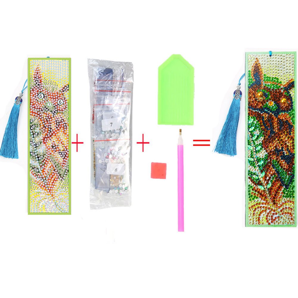 DIY Diamond Painting Bookmark with Tassel Owl