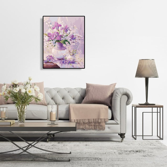 Paint By Number Oil Painting Purple White Flower (40*50cm)