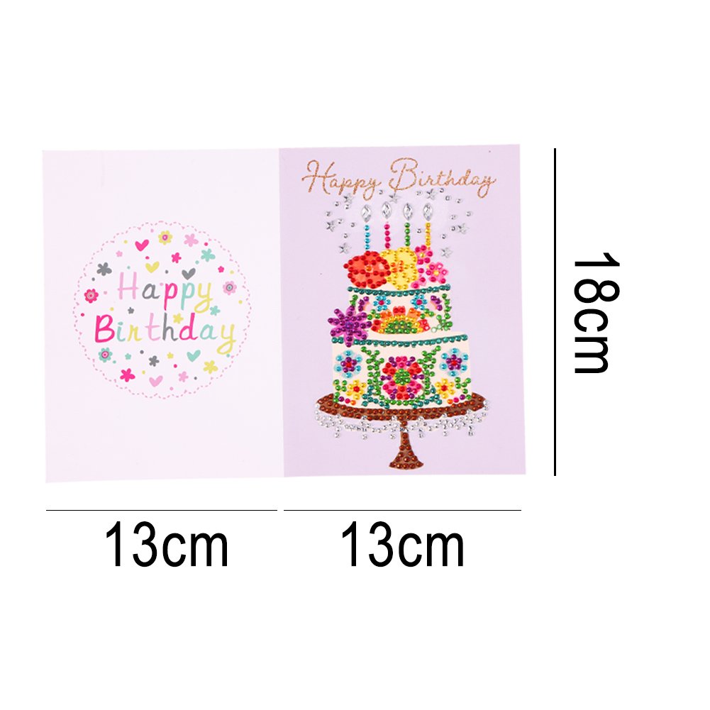 DIY 5D Diamond Painting Happy Birthday Postcard - Cake C