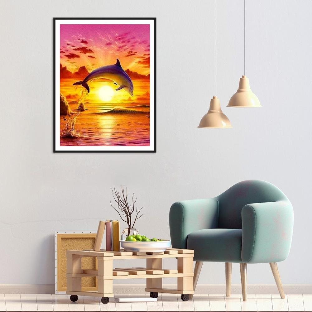 5D DIY Diamond Painting Kit - Full Round - jumping Dolphin D