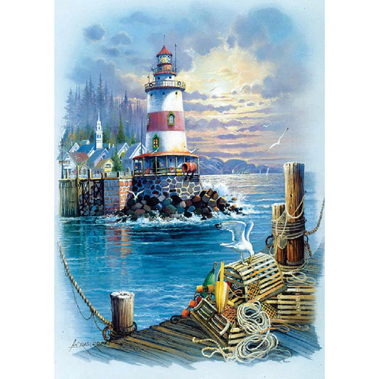 5D Diy Diamond Painting Kit Full Round Beads Lighthouse
