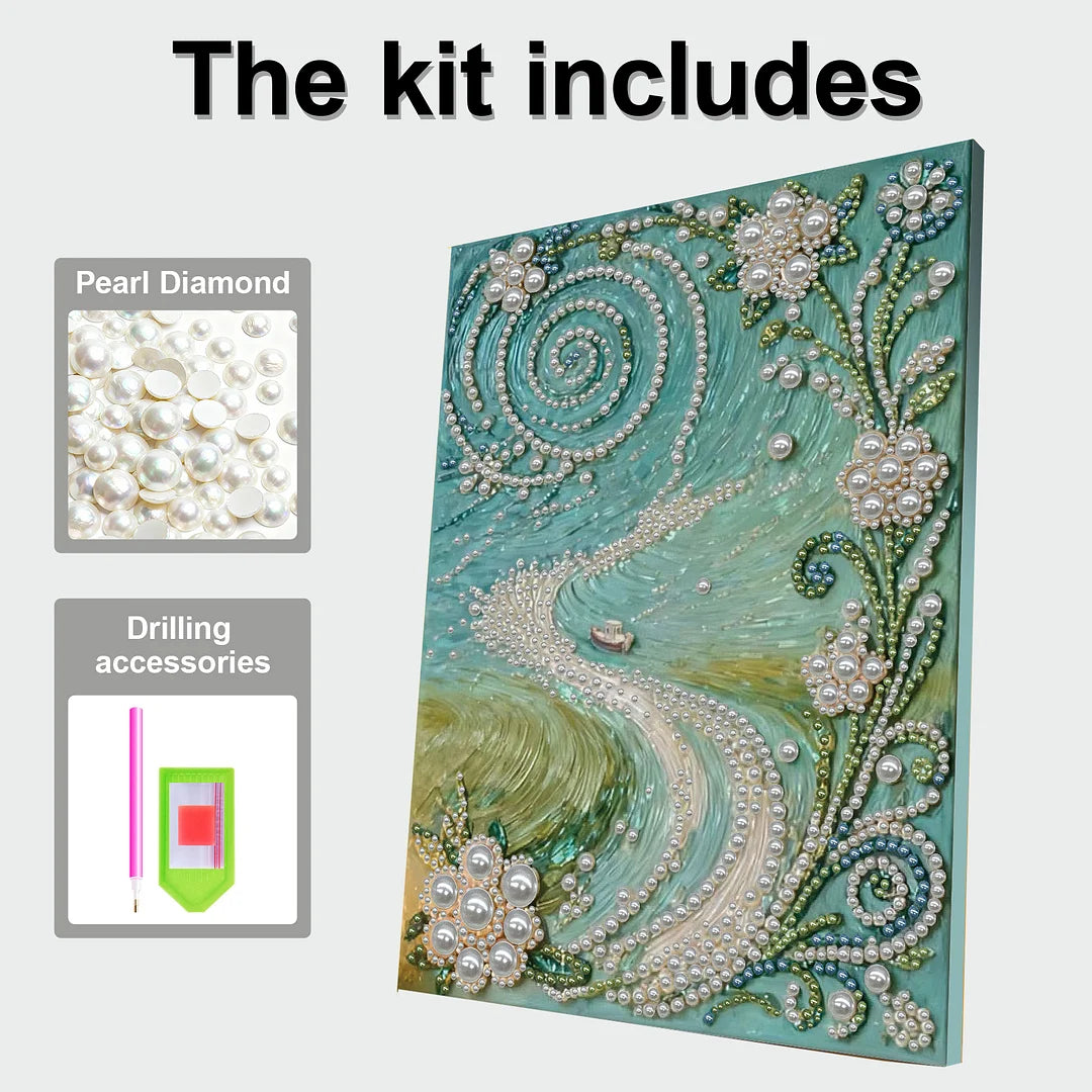 DIY Pearl Painting With Frame - Handmade Self-Adhesive Pearls - Path (30*40cm)