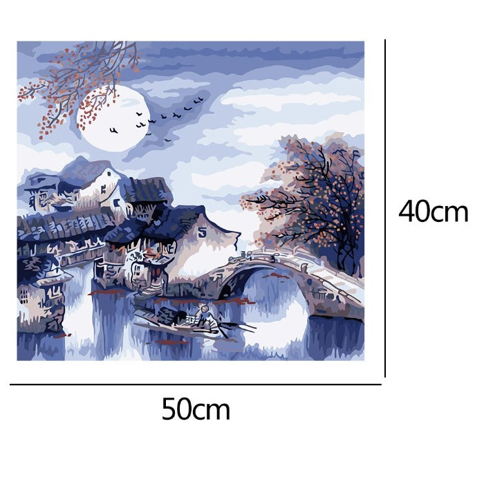 DIY Oil Painting By Number Hand Painted Chinese Arch BridgeWall Art Craft