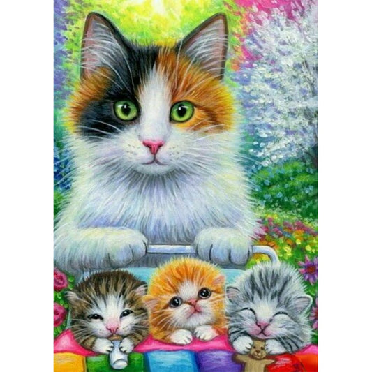 5D Diy Diamond Painting Kit Full Round Beads Cats Animal