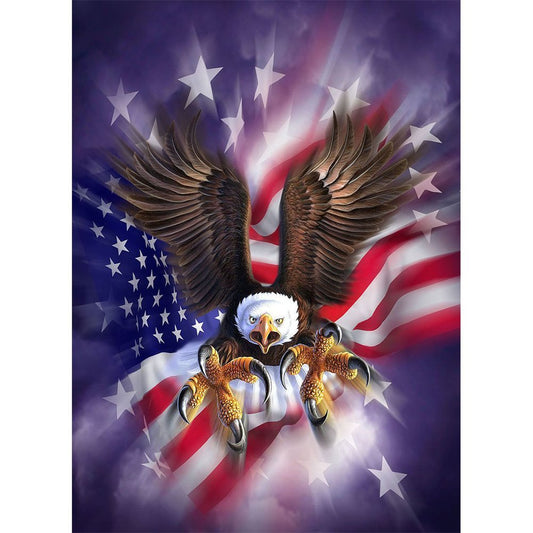 5D Diy Diamond Painting Kit Full Round Beads American Flag Eagle