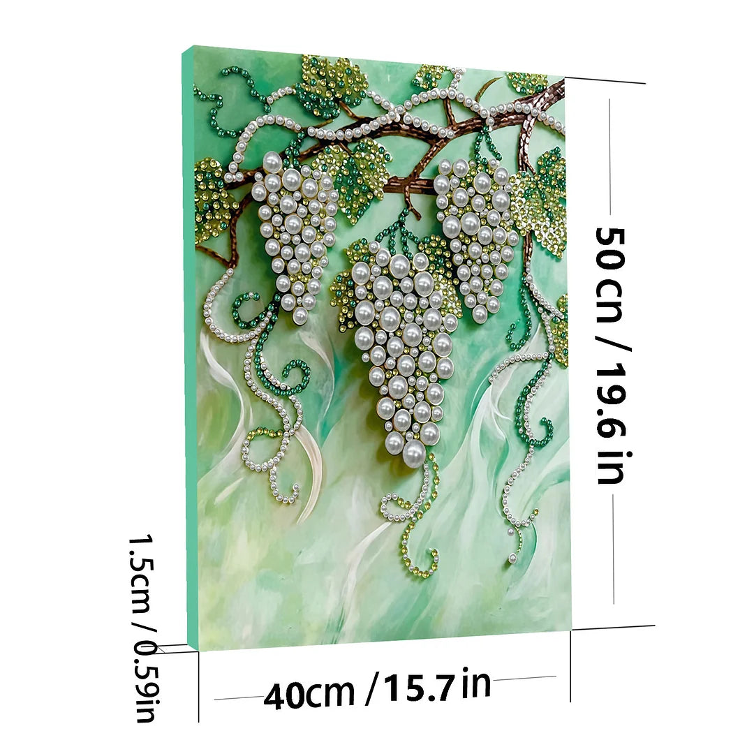DIY Pearl Painting With Frame - Handmade Self-Adhesive Pearls - Grape (30*40cm)