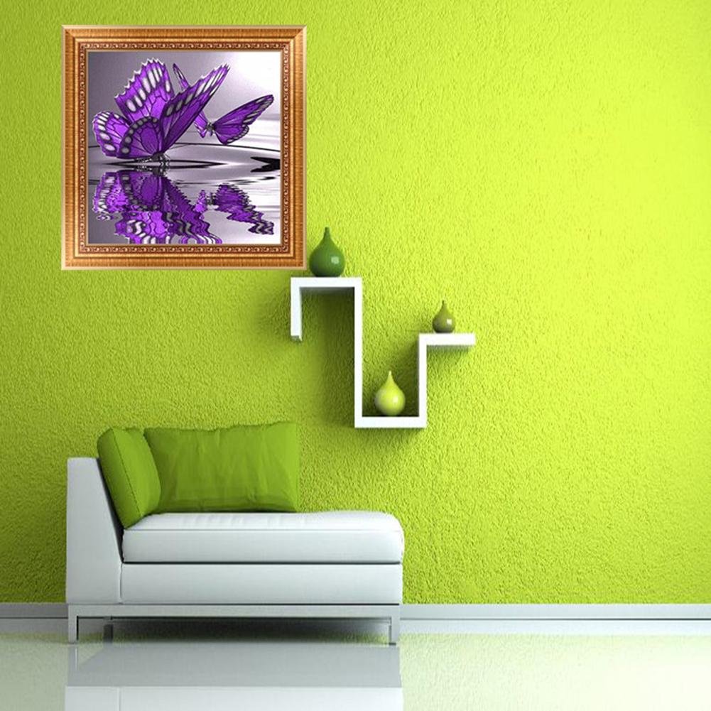 Diamond Painting - Partial Round - Purple Butterfly B