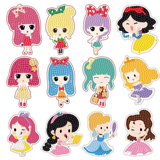 Cartoon Girls 12 PCS DIY Diamond Painting Stickers Kit