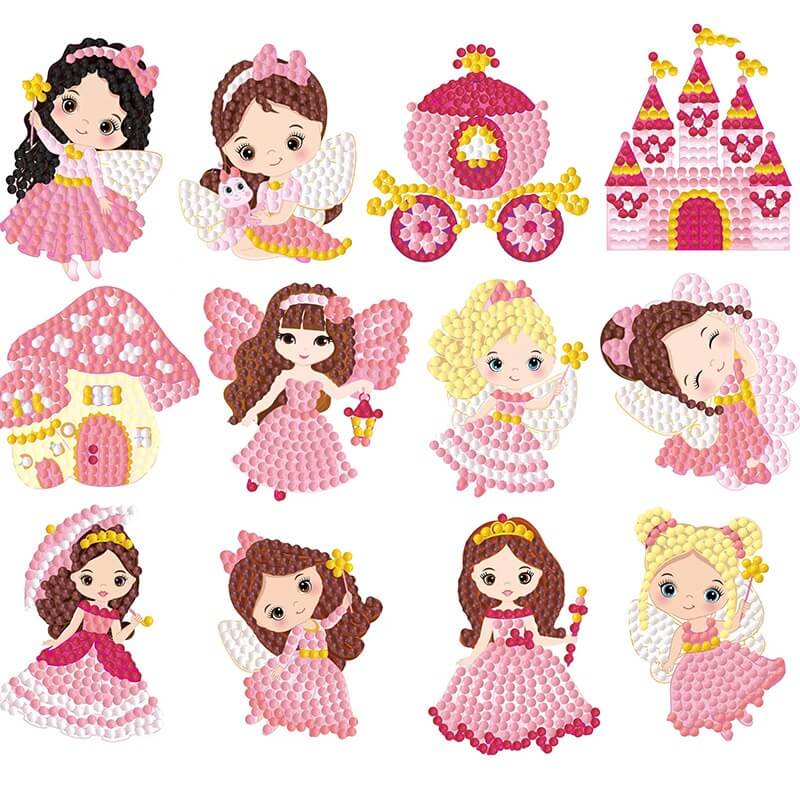 Cartoon Girls In Pink 12 PCS DIY Diamond Painting Stickers Kit